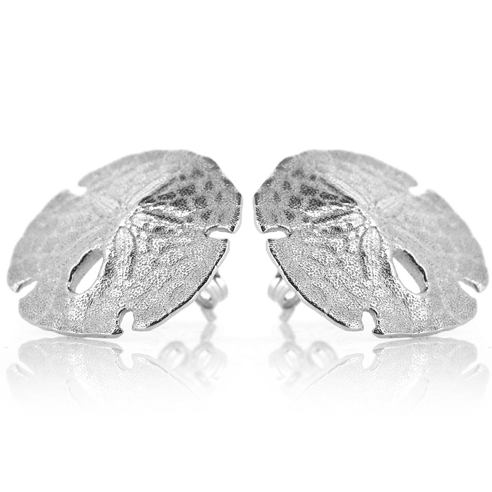 Sand Dollar Large Stud Earrings - Sterling Silver Stud Earrings