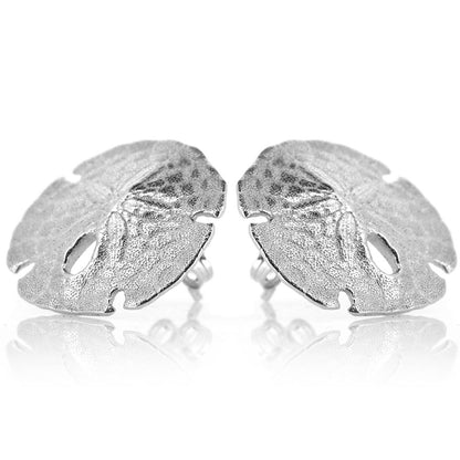 Sand Dollar Large Stud Earrings - Sterling Silver Stud Earrings