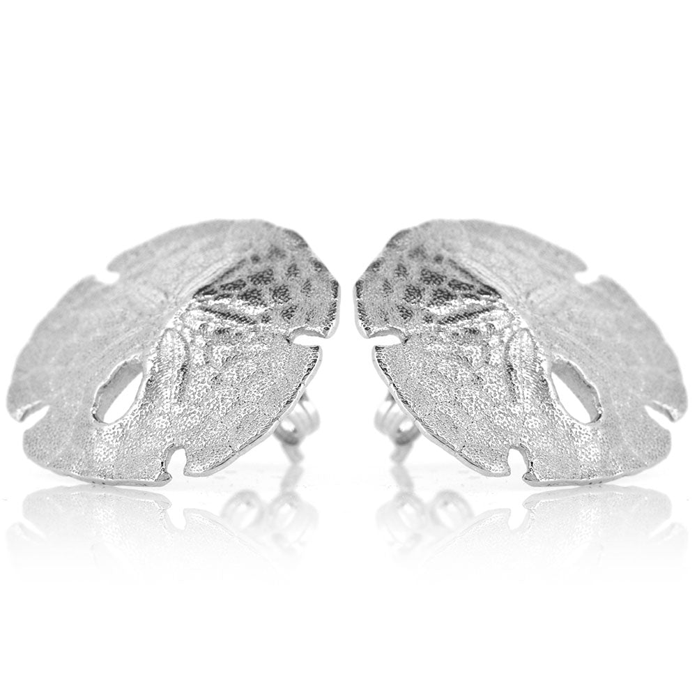 Sand Dollar Large Stud Earrings - Sterling Silver Stud Earrings