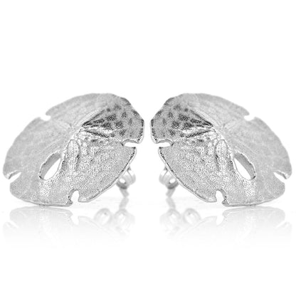 Sand Dollar Large Stud Earrings - Sterling Silver Stud Earrings