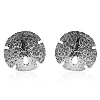 Sand Dollar Large Stud Earrings - Sterling Silver Stud Earrings
