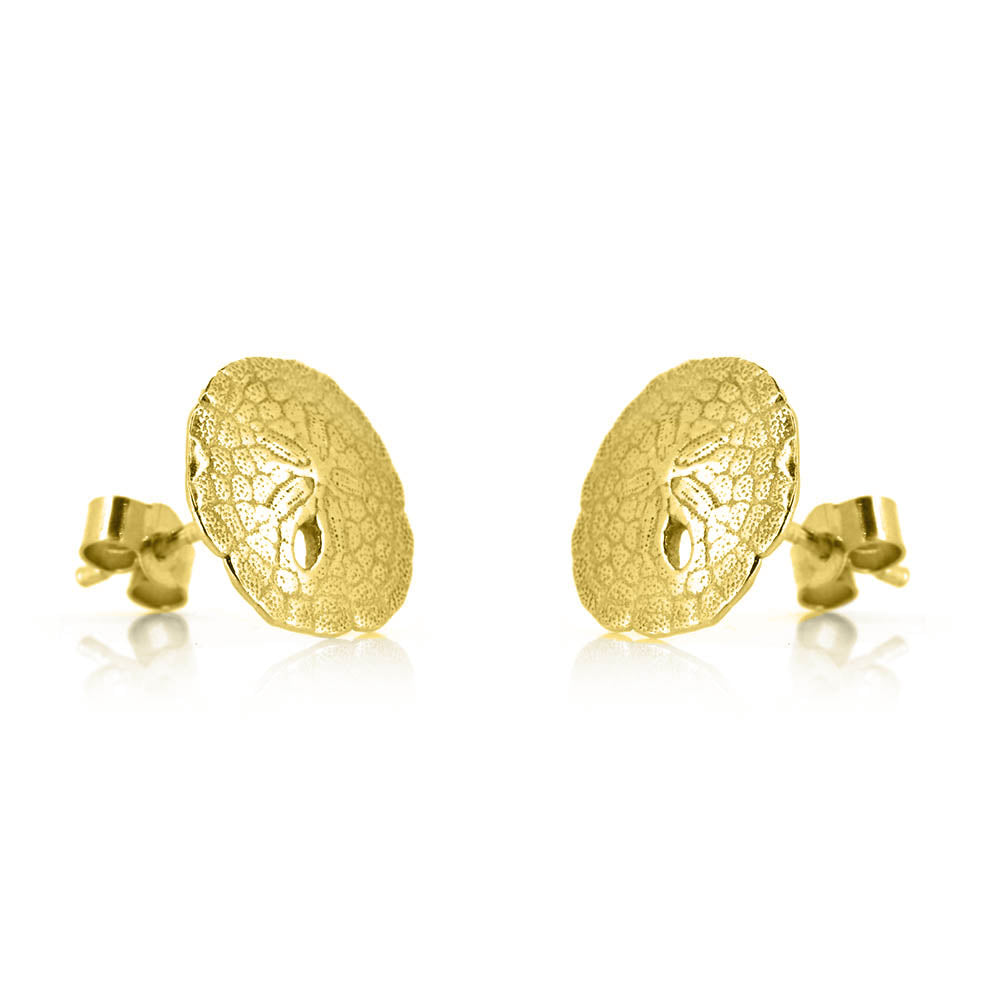 Sand Dollar Small Stud Earrings - Yellow Gold Vermeil Stud Earrings