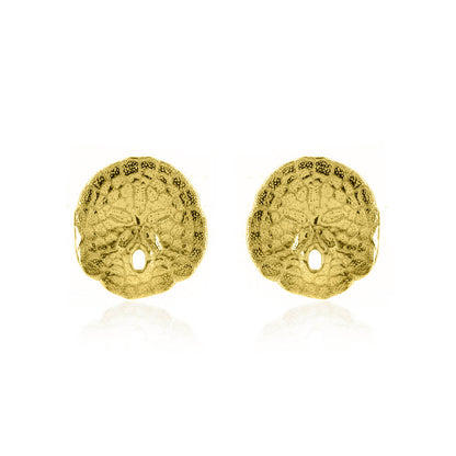 Sand Dollar Small Stud Earrings - Yellow Gold Vermeil Stud Earrings