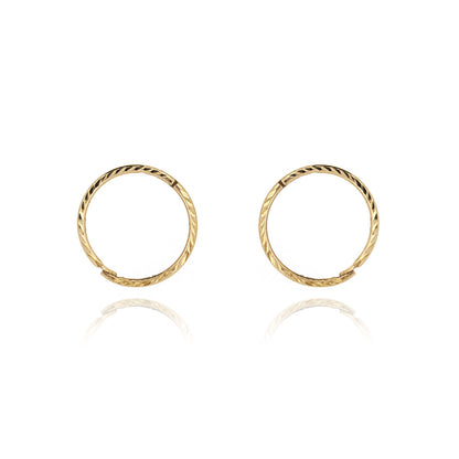 Sleeper 12mm Diamond Cut Solid Hoop Earrings - 9ct Yellow Gold Hoop Earrings