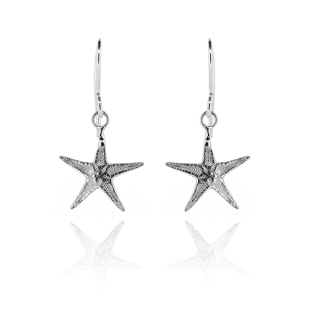 Starfish Medium Drop Earrings - Sterling Silver Drop Earrings