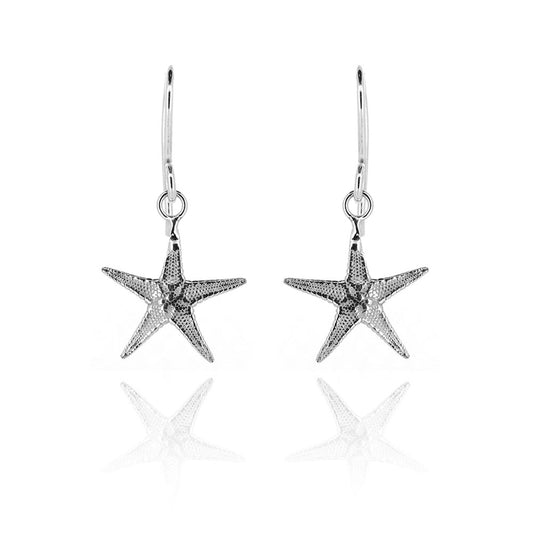 Starfish Medium Drop Earrings - Sterling Silver Drop Earrings