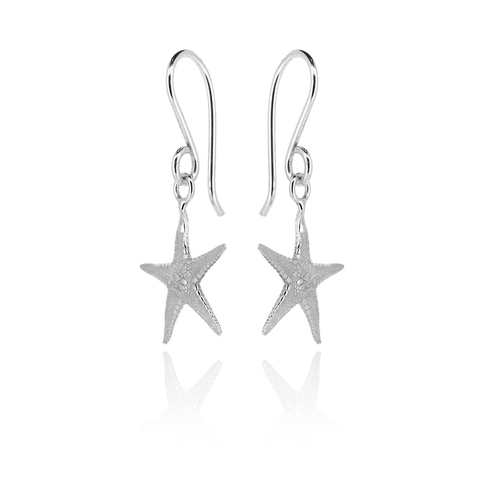Starfish Medium Drop Earrings - Sterling Silver Drop Earrings