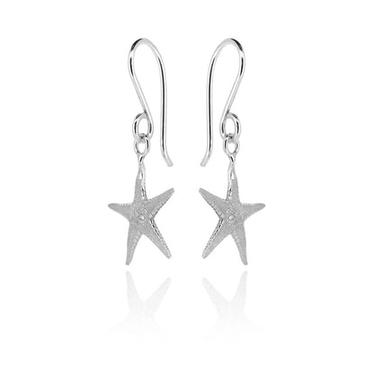 Starfish Medium Drop Earrings - Sterling Silver Drop Earrings