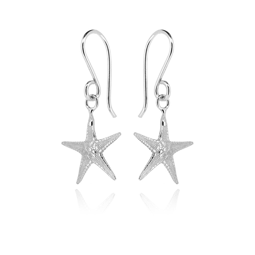 Starfish Medium Drop Earrings - Sterling Silver Drop Earrings