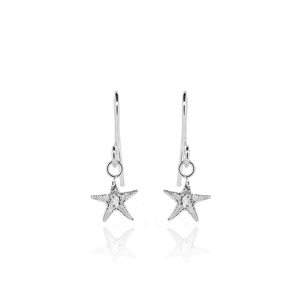 Starfish Small Drop Earrings - Sterling Silver Drop Earrings