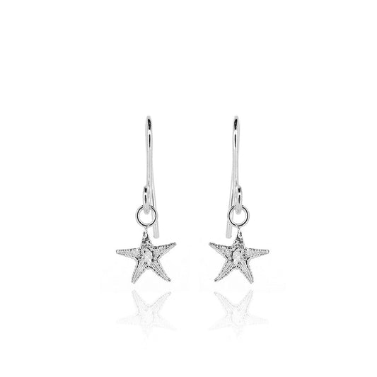 Starfish Small Drop Earrings - Sterling Silver Drop Earrings