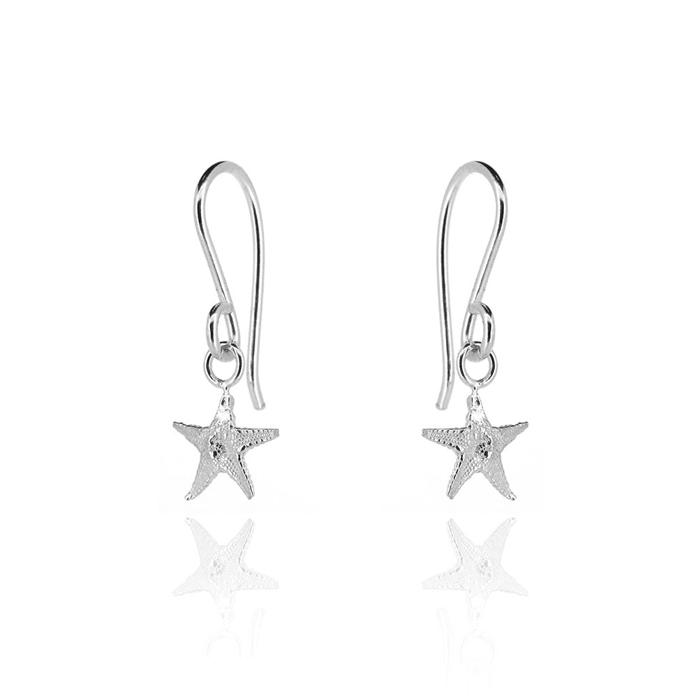 Starfish Small Drop Earrings - Sterling Silver Drop Earrings