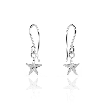 Starfish Small Drop Earrings - Sterling Silver Drop Earrings
