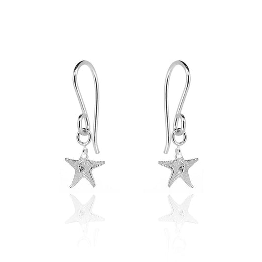 Starfish Small Drop Earrings - Sterling Silver Drop Earrings