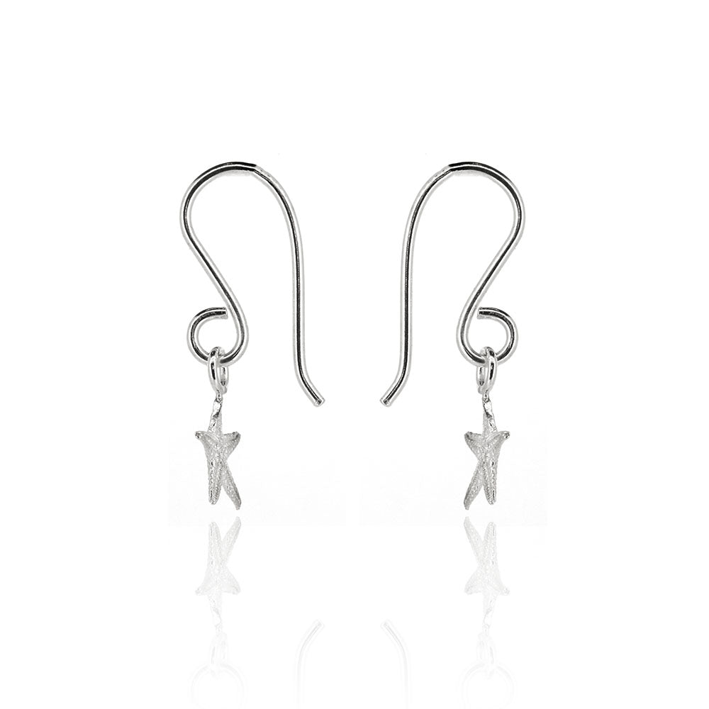 Starfish Small Drop Earrings - Sterling Silver Drop Earrings