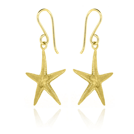 Starfish Large Drop Earrings - Yellow Gold Vermeil