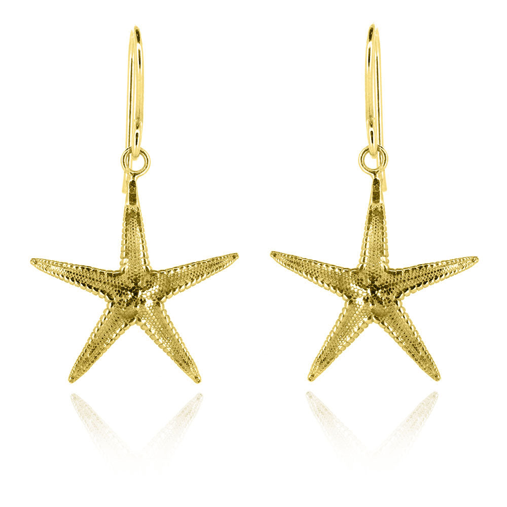 Starfish Large Drop Earrings - Yellow Gold Vermeil