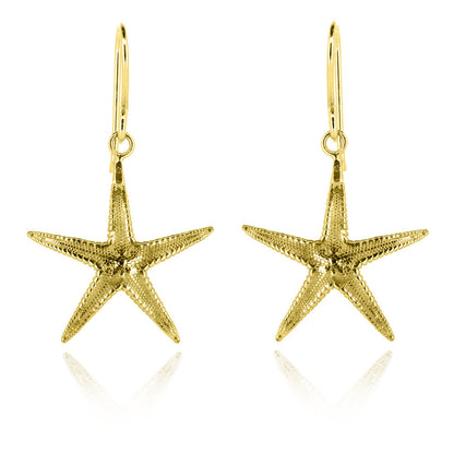 Starfish Large Drop Earrings - Yellow Gold Vermeil