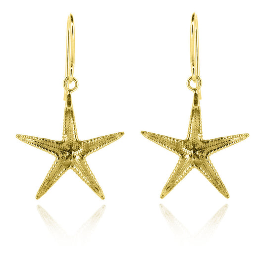 Starfish Large Drop Earrings - Yellow Gold Vermeil