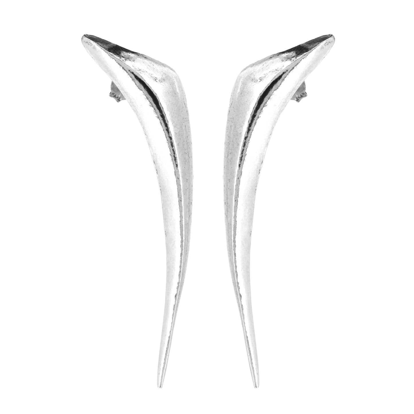 Shard Sculpted Drop Stud Earrings - Sterling Silver