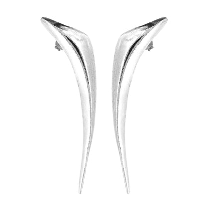 Shard Sculpted Drop Stud Earrings - Sterling Silver