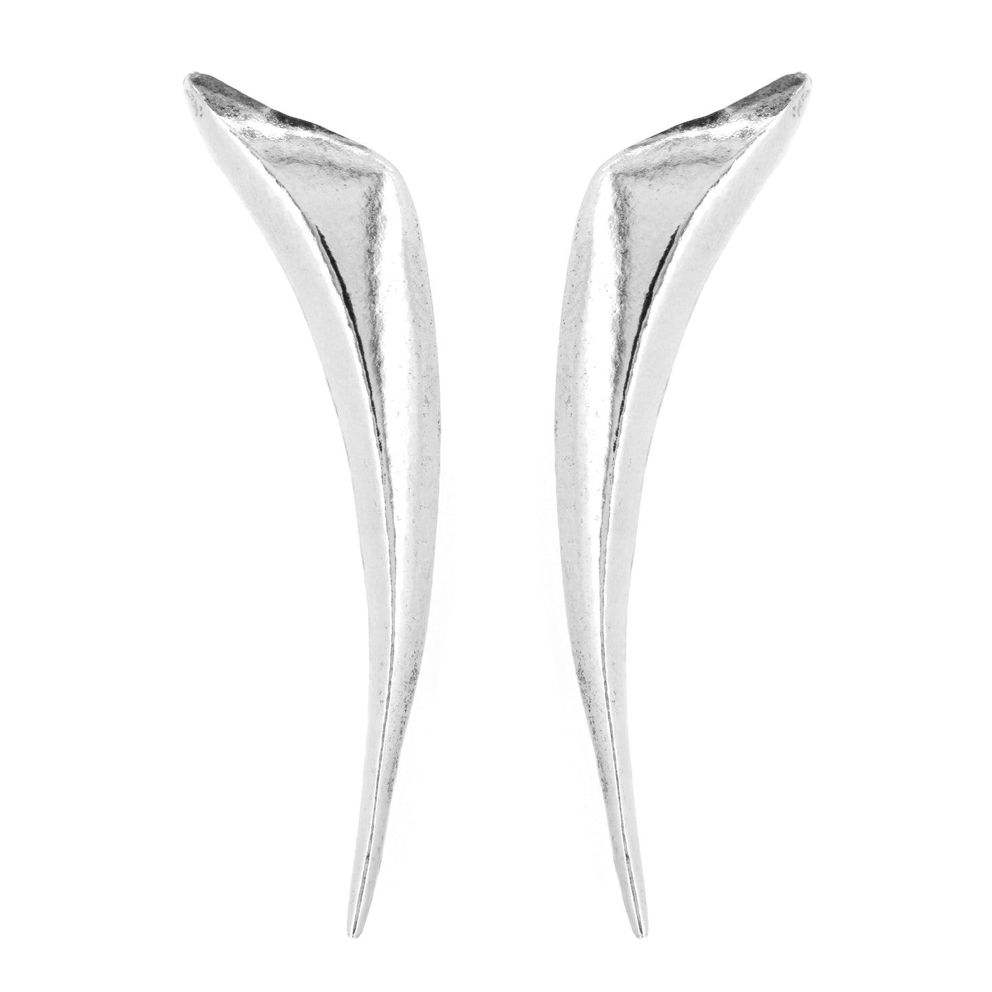 Shard Sculpted Drop Stud Earrings - Sterling Silver