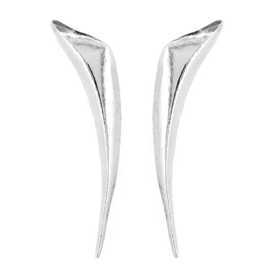 Shard Sculpted Drop Stud Earrings - Sterling Silver