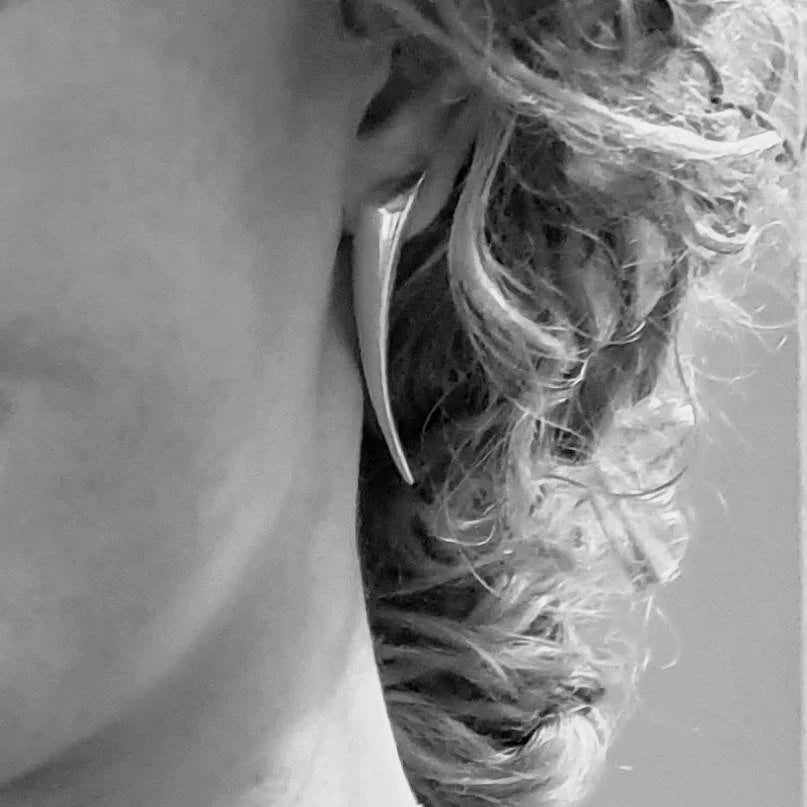Shard Sculpted Drop Stud Earrings - Sterling Silver
