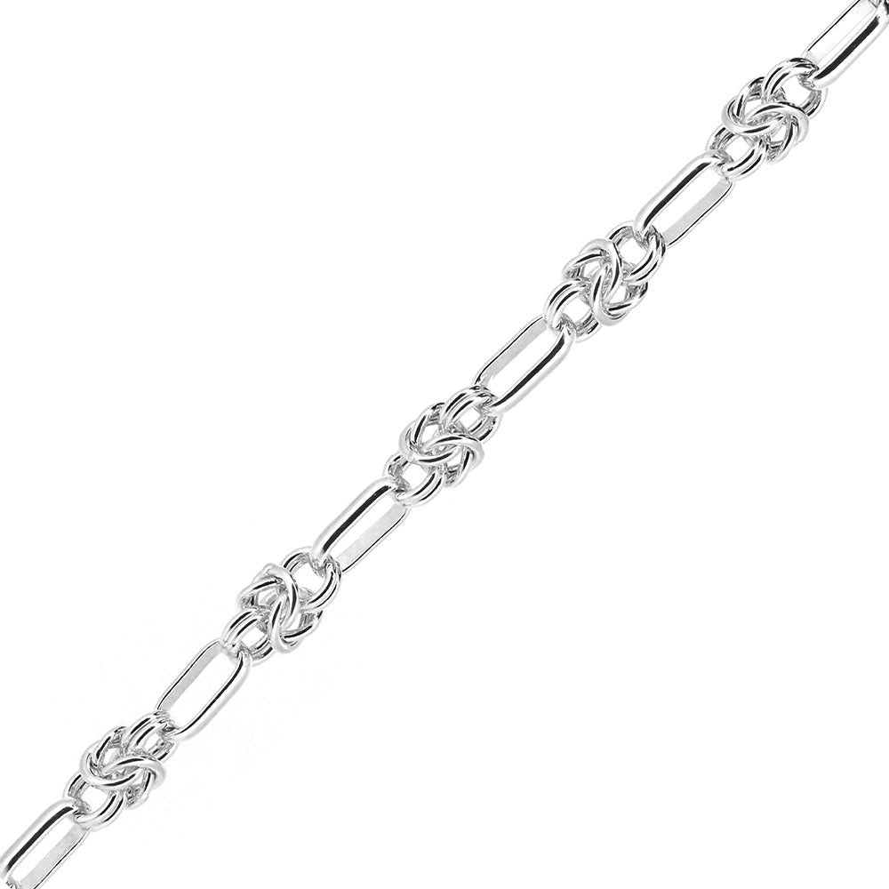 Byzantine and Plain Long Link Bracelet - Sterling Silver Bracelets
