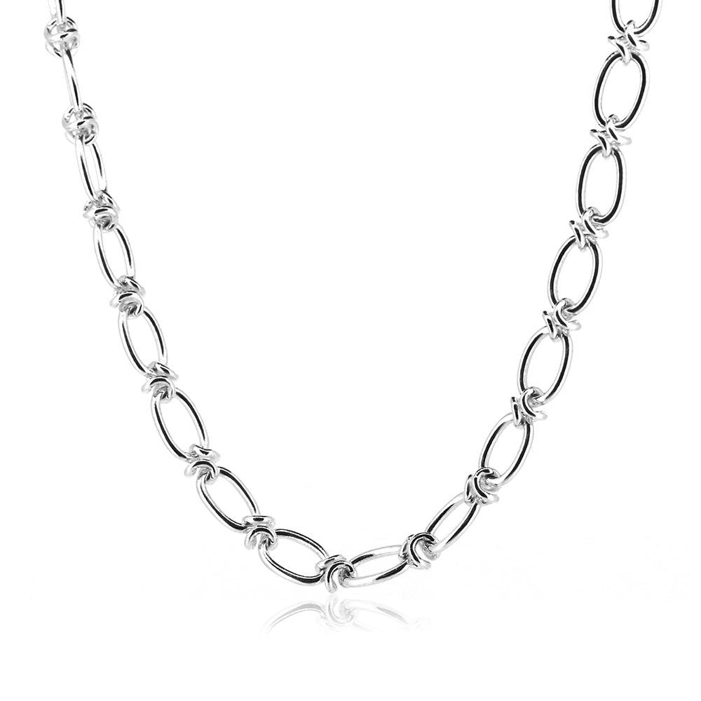 Oval Link and Knot Chain Necklace - Sterling Silver Jewellery