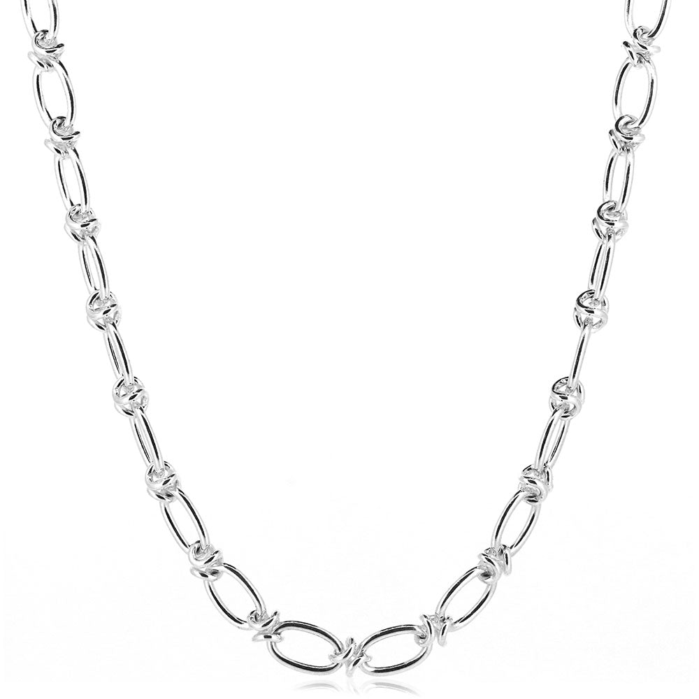 Oval Link and Knot Chain Necklace - Sterling Silver Jewellery