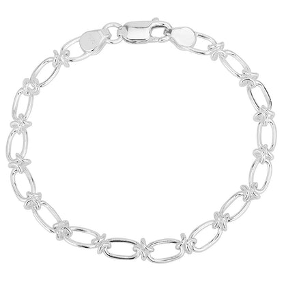 Oval Link and Knot Chain Bracelet - Sterling Silver - 7.5 Inch (19cm) length, 6.5mm width Bracelets