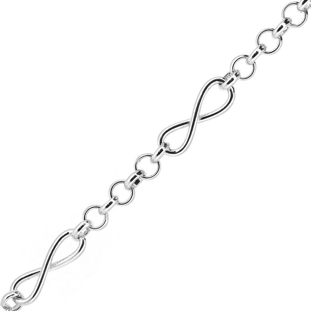 Infinity Chain Bracelet - Sterling Silver - 7.5 Inch Bracelets