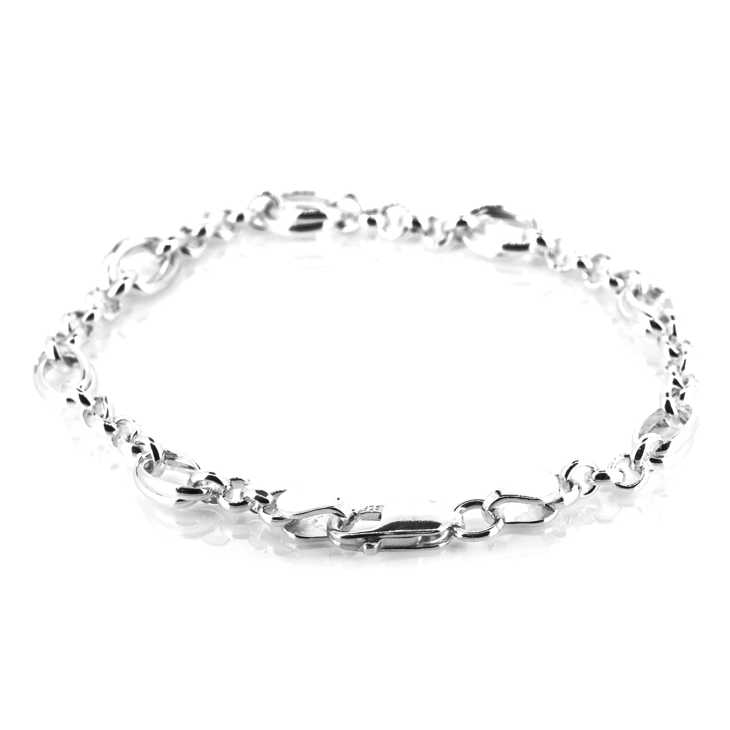 Crossover Link with Round Belcher Chain Bracelet - Sterling Silver
