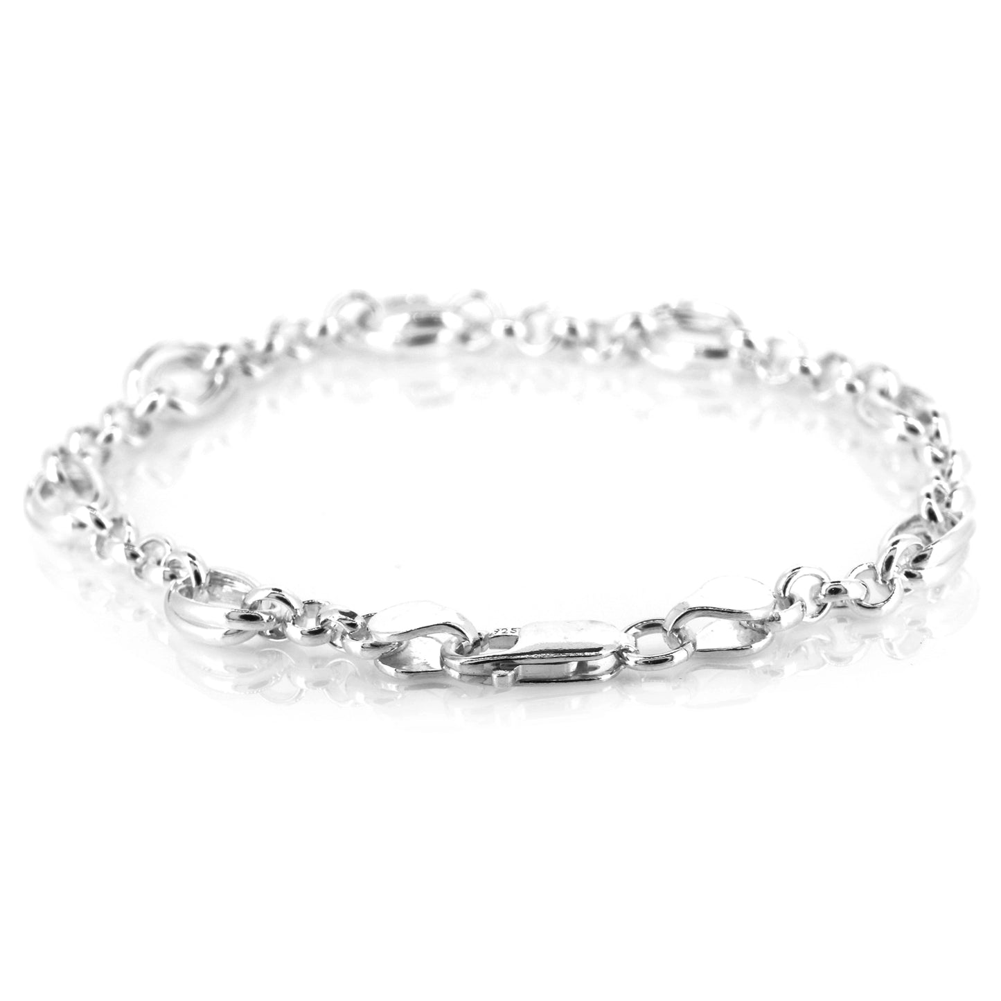 Crossover Link with Round Belcher Chain Bracelet - Sterling Silver