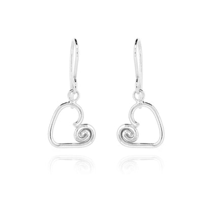 Heart Spiral Drop Earrings - Sterling Silver Drop Earrings