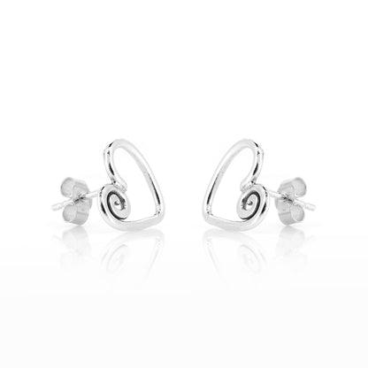 Heart Spiral Large Stud Earrings - Sterling Silver