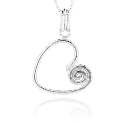 Heart Spiral Large Necklace - Sterling Silver