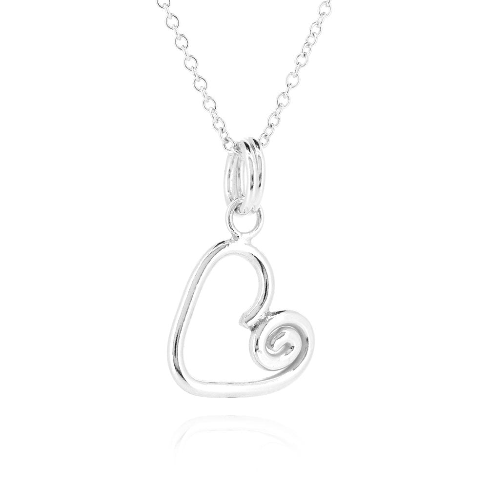 Heart Spiral Medium Necklace - Sterling Silver Necklace