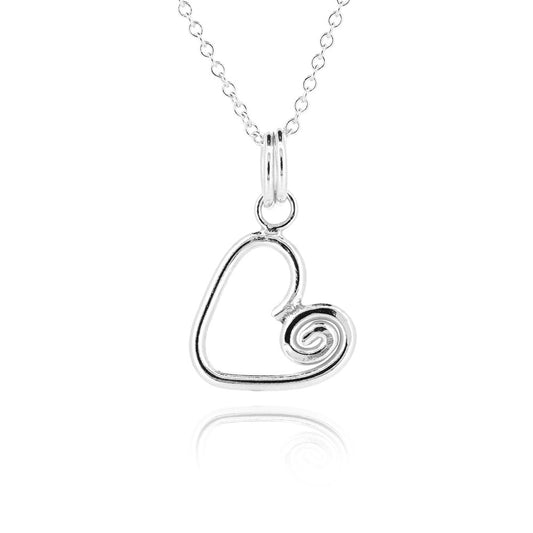 Heart Spiral Medium Necklace - Sterling Silver Necklace