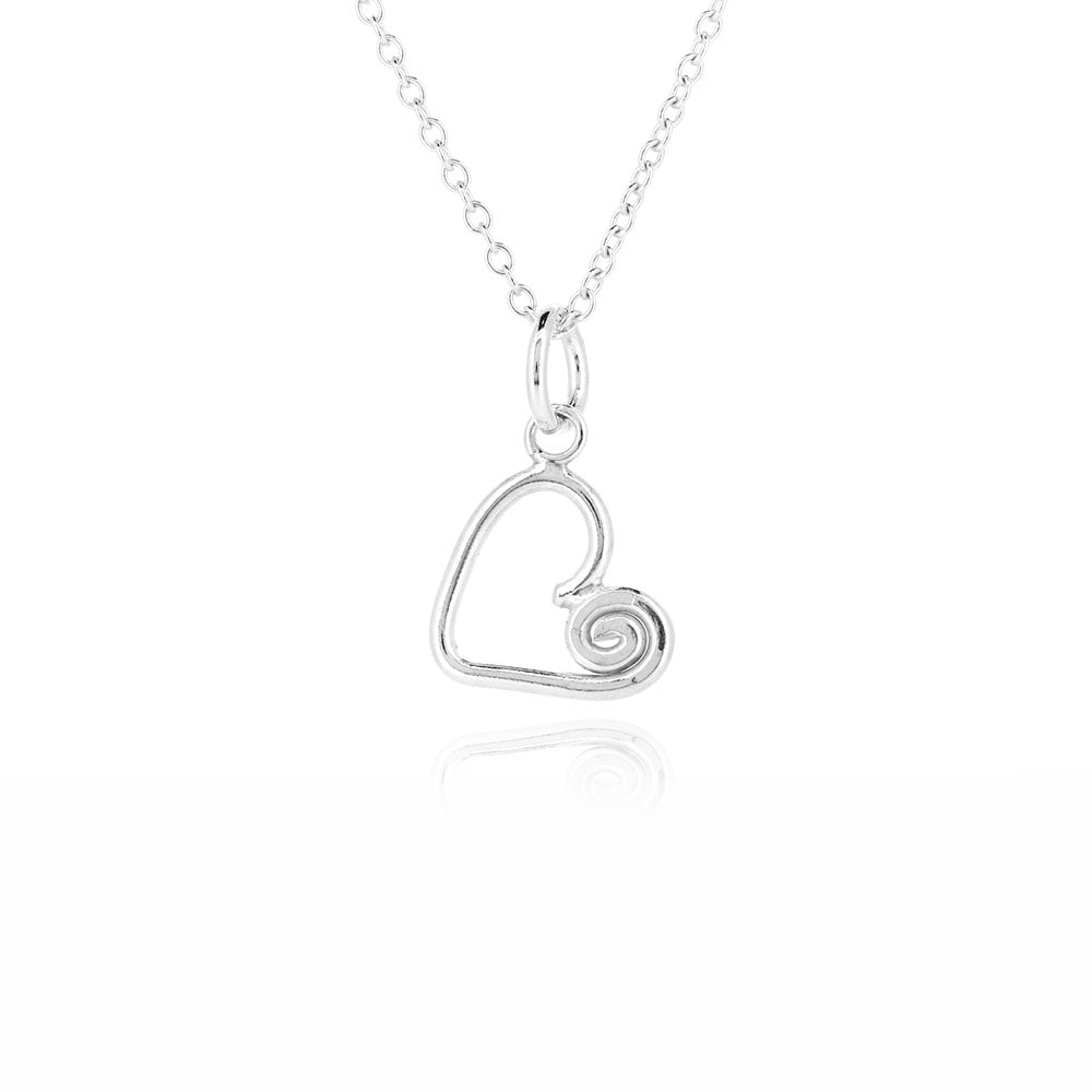 Heart Spiral Small Necklace - Sterling Silver Necklace