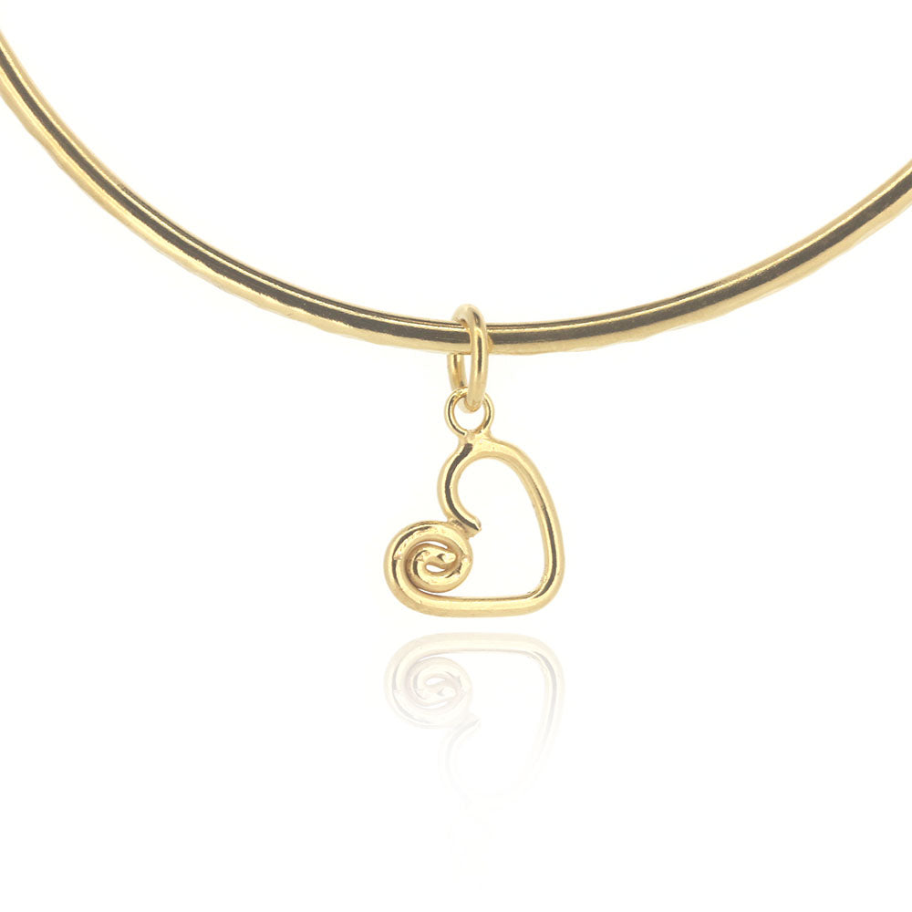 Heart Spiral Charm Bangle - Yellow Gold Vermeil Bangles