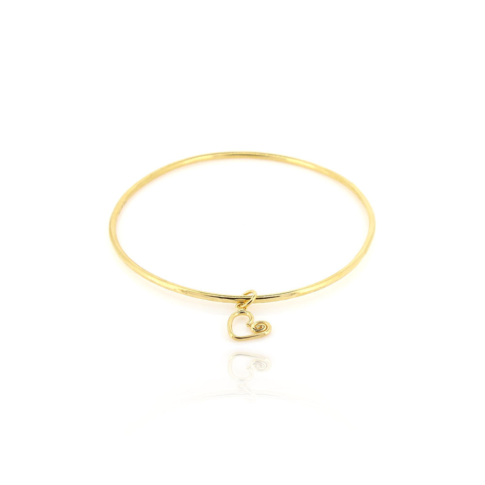 Heart Spiral Charm Bangle - Yellow Gold Vermeil Bangles