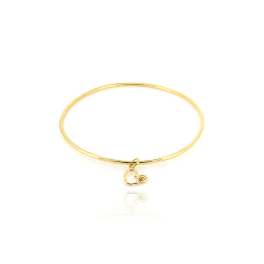 Heart Spiral Charm Bangle - Yellow Gold Vermeil Bangles