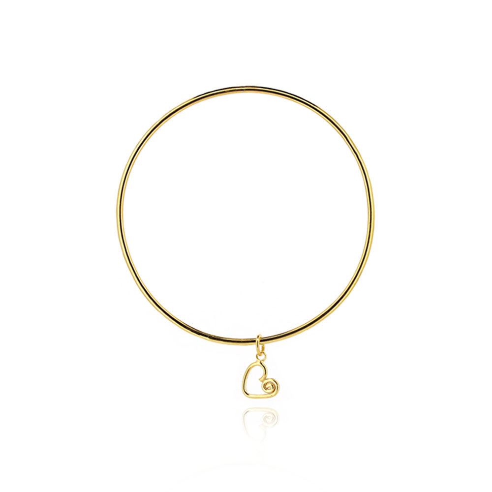 Heart Spiral Charm Bangle - Yellow Gold Vermeil Bangles