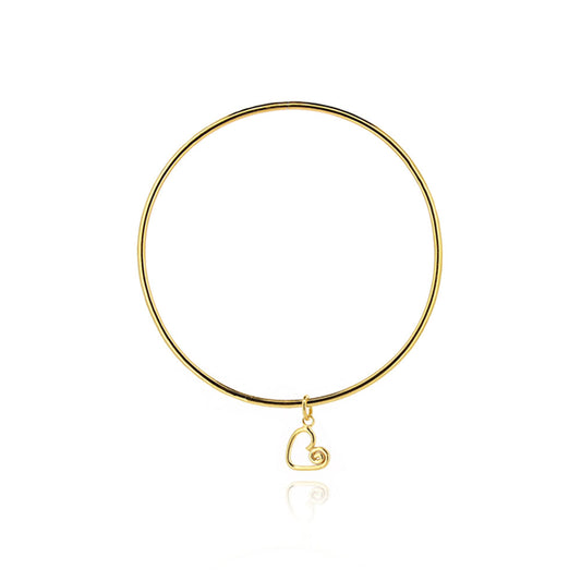 Heart Spiral Charm Bangle - Yellow Gold Vermeil Bangles