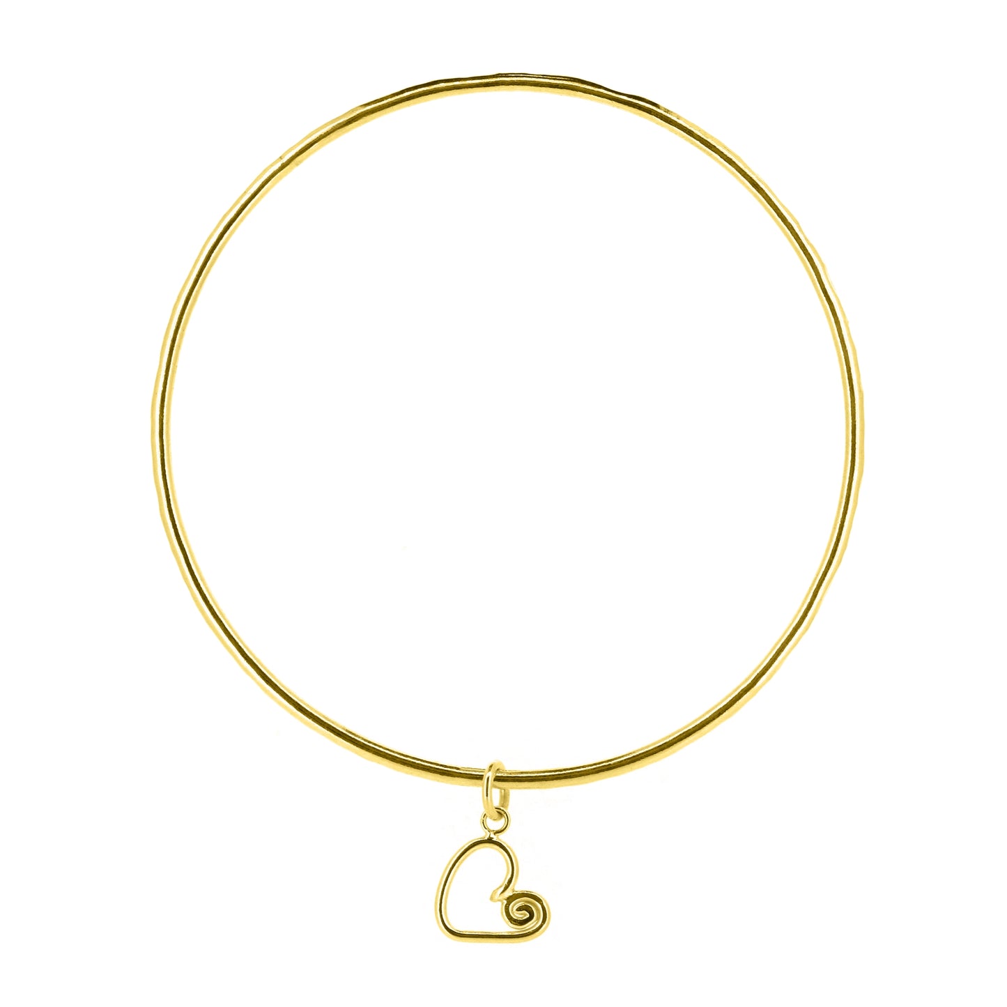 Heart Spiral Charm Bangle - Yellow Gold Vermeil