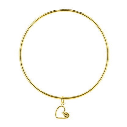 Heart Spiral Charm Bangle - Yellow Gold Vermeil