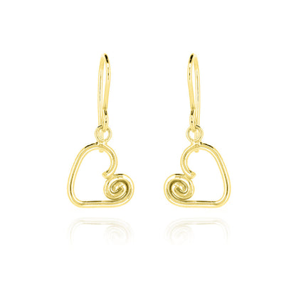 Heart Spiral Drop Earrings - Yellow Gold Vermeil Drop Earrings