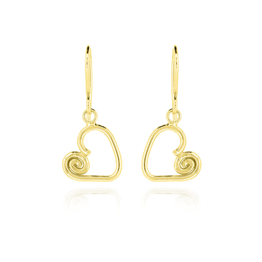 Heart Spiral Drop Earrings - Yellow Gold Vermeil Drop Earrings